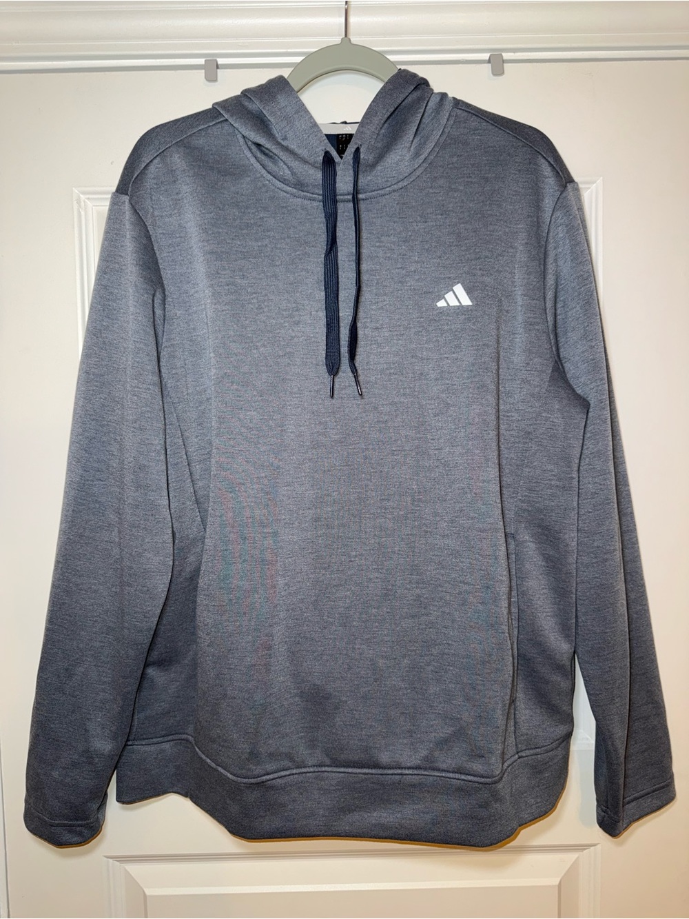 Adidas Gray/Blue Men's Large Pullover Hoodie with Logo